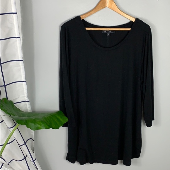 Eloquii Tops - Eloquii Black Scoop Neck Long Sleeve